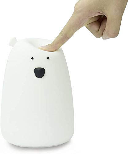 Pengcheng Child Night Light, Soft Silicone Colorful Bear Touch dimming Bedside lamp, Sensitive Control Faucet Kid's Bedroom Gift (Battery)