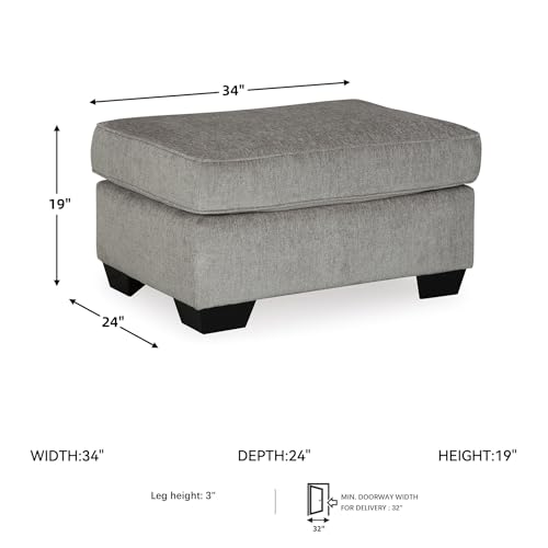 Image of Signature Design by Ashley Altari Rectangular Accent Ottoman, Light Gray | Plush 100% polyester chenille fabric, Sturdy reinforced frame, Versatile seating and footrest, Fits 32 in doorways