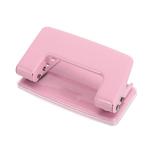 Perforadora de papel de 2 agujeros rosa con matriz de metal resistente de 1/4 pulgada
