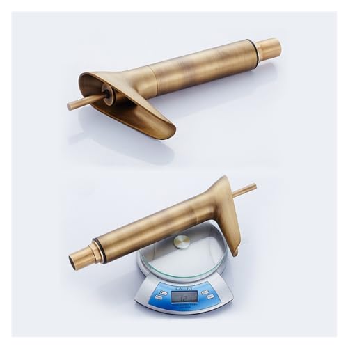 Grifo lavabo clásico antisalpicaduras monomando bronce efecto cascada 6