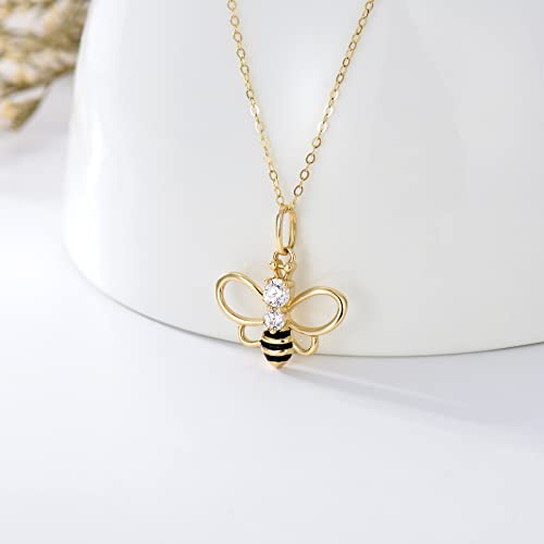 WSX Real Gold 14K Owl/Hummingbird/Dragonfly/Bee Pendant Necklace for Women,Insect Fine Jewelry Gifts For Women Wife Her for Mother‘s Day Valentine's Day2
