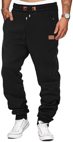 TARAINYA Jogginghose Herren Zipper Trainingshose Baumwolle mit Kordelzug | 50%Baumwolle 45%Polyester 5%Elasthan,jogger,elastischer bund mit Tunnelzug,elastisch, freizeit,ganzjährig