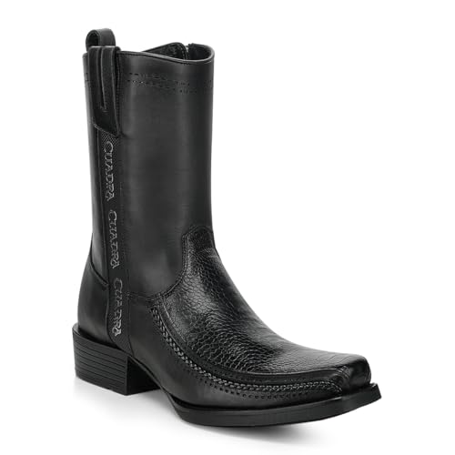 Cuadra Urban Boot Men Black Ostrich Leg Leather Square Toe