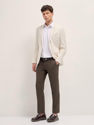 Image of THE BEAR HOUSE Men's Blue Regular Fit Formal Trouser