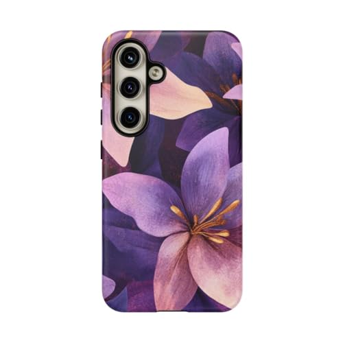 Coque Samsung S24 motif floral violet idée cadeau chic rigide