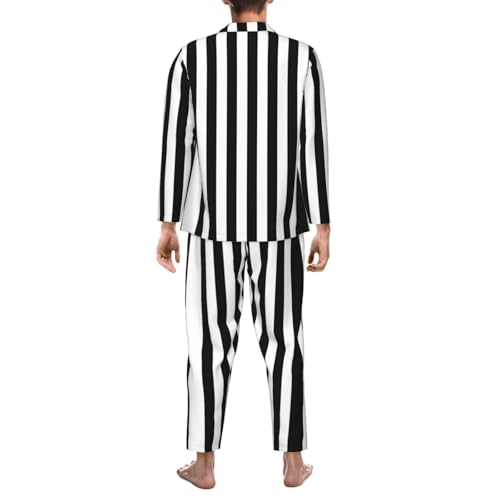 Pyjama classique à rayures blanches et noires | Ensemble de détente léger