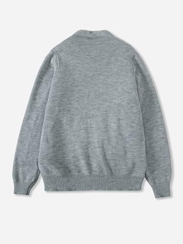 Men's Open Front Cardigan Sweater - Long Sleeve 100% Acrylic Knitwear (Heather Grey)2
