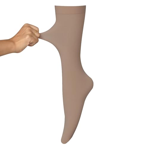 Image of Bestjybt 3 Pairs Women's Opaque Nylon Knee High Stockings Trouser Socks | Soft, Comfortable, Ideal Color, Moderate Thickness, Good Opacity, Wash-Resistant, Not too Thick or too Thin, Hold up Well