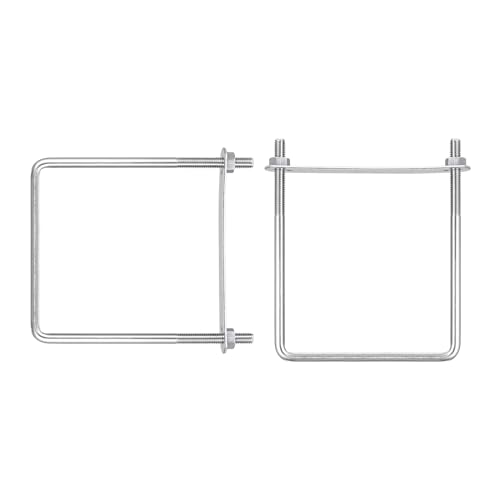Image of DTGN M8x110x150mm(ThreadxWxL) Square U Bolt - 2Pack - Good for Trailer Pipe Replacement Parts - 304 Stainless Steel U Shape Bolts