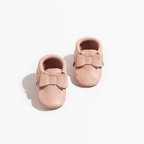 Freshly Picked Newborn Baby Girl Shoes, Ballet Flat Bow Moccasins, Blush4