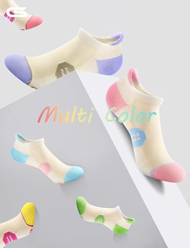 Image of CS CELERSPORT 6 Pack Women's Ankle Running Socks Cushioned Low Cut Tab Athletic Socks