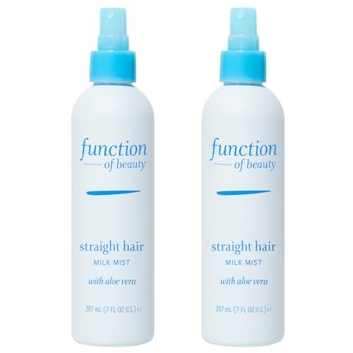 FUNCTION OF BEAUTY Customizable Leave-In Milk Mist for Straight Hair, 7 oz Each (2-Pack) - Leave In Conditioner With Aloe Vera, Sulfate-Free, Infuses Hydration for Weightless Shine