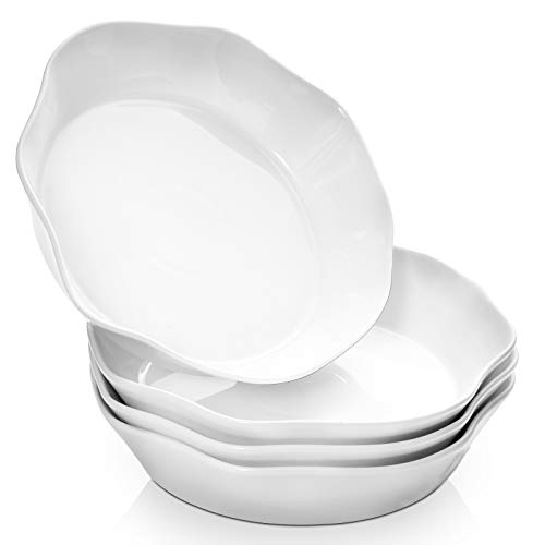 Dowan 9" Pasta Salad Bowls Set Of 4, 34 Oz Pasta Bowls For Kitchen, White Salad Serving Bowls, Microwave & Dishwasher Safe Ceramic Large Serving Bowls, Ideal For Pasta, Salad, Soup, Cereal #TOP23