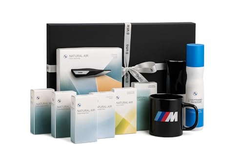 BMW Geschenkset Original Zubehör Box Natural Air Starter-Kit + 7 Düfte + M Tasse + Cockpit-Pflege + Displaytuch