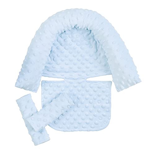 Image of Soft Minky Baby Carseat Head Neck Body Support Pillow and Strap Cover Set Toddlers Car Seat Insert Headrest Cushion for Stroller Buggy Bassinet Swing Bouncers Pushchair Newborn Infants Carriers