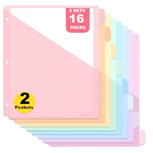 8 Count Dividers with Two Pockets - Binder Dividers for