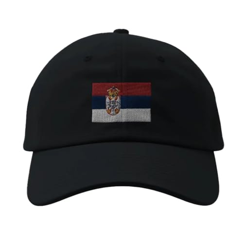 Casquette drapeau de la Serbie noir : chapeau ajustable streetwear serbe