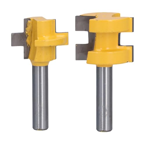 2Pcs Tongue Groove Router Bit Set, T Shape Square Tooth Wood Milling Saw, Grooving Cutter with 8mm Shank for Wood or Floor Tenon Joint, YG6 Alloy Carbon Steel Construction