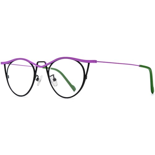 Image of FONEX Colorful Pure Titanium Glasses Frame Women Retro Round Eyeglasses F85782