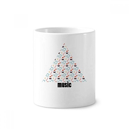 Stylo blanc et tasse en céramique coloré Music Notes de 350ml pour bureau
