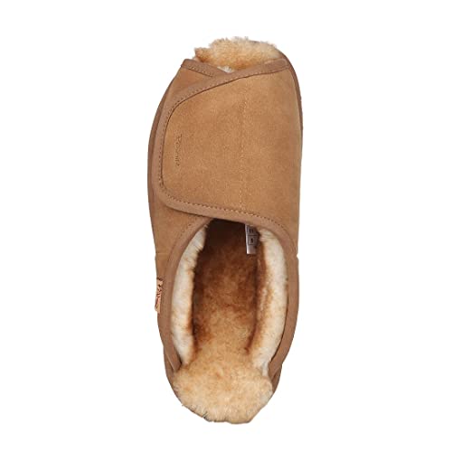 PAMIR Men's Adjustable Sheepskin House Slippers with Memory Foam Indoor Outdoor Open Toe Scuff - Image 4