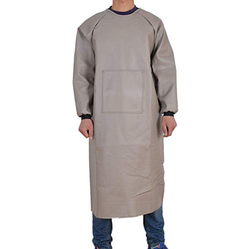 WLT Verdickte Küche Geschirrspülarbeitsschürze Für Laborarbeiten Reinigung von Fischen, Langarm Männer Pu Lederschürze, wasserdichte ölbeständige