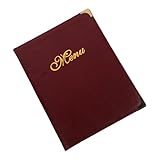 TOKIDNY Portamenús de Cuero PU Color Vino Tinto Libro Menú Restaurante con Páginas Transparentes Intercambiables Soporte Práctico para Cartas Bares y Hoteles