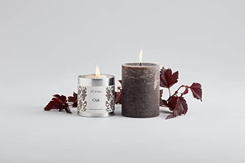 St. Eval Oak Scented Tin Candle - Folk Collection - Refreshing Fragrance - Soft and Woody Oakmoss Scent Cosseted in Rich, Warm Spice - Made in Cornwall