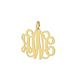 Solid Gold 3 Initials Monogram Pendant 3/4 Inch Small Dainty 10K Personalized Bridesmaids Gift