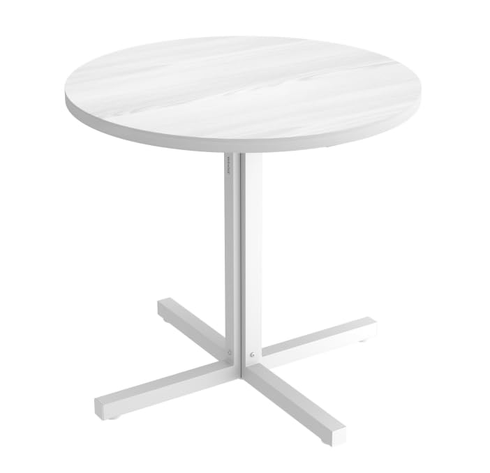 VASAGLE Okrągły Stół do Jadalni, Stół Kuchenny dla 2-4 Osób, ze Stalowymi Nogami, do Salonu, Kawiarni, 80 x 80 x 74,8 cm, Królewna Śnieżka, Kolekcja BARNET KDT082W01