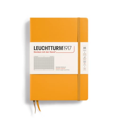 Image of LEUCHTTURM1917 - Notebook Hardcover Medium A5-251 Numbered Pages for Writing and Journaling (Rising Sun, Squared)