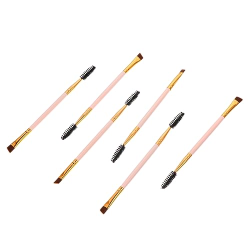 IWOWHERO Complete Eyebrow Lash Brush Set 6pcs Portable Makeup Brushes Eyebrow Spoolies Eyelash Curler Aluminum Wood Material
