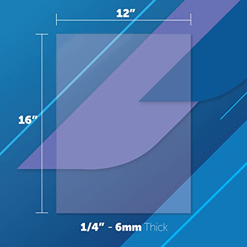 Image of Mega Format Clear Acrylic Sheet - 1 /4 Inch Thick, 12 16 Plexiglass Sheets with Protective Paper, Cut to Size Plexiglass Table Top - 1 Pack