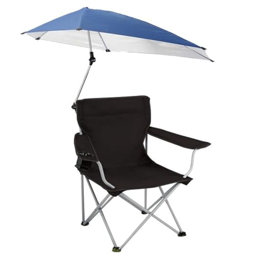 Silla Plegable Camping Portátil con Dosel, Cómoda Silla Playa con Portavasos y Bolsa de Transporte, Ligera, para Picnic al Aire Libre, Pesca, Barbacoa(Black)
