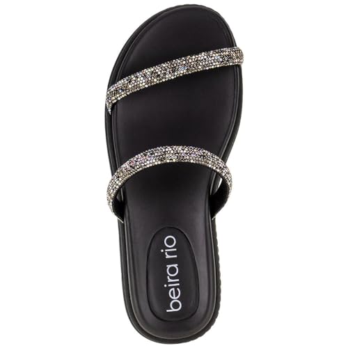 Rasteirinha Feminina Tira Strass Papete Beira Rio (37, Preto)