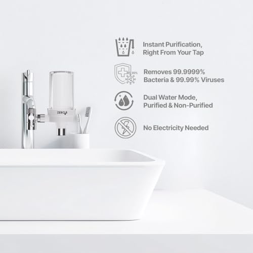 Image of ZeroB Suraksha Tap 2.0 | Non-Electric Tap Water Filter | Advance Exsil Nano Technology | 1800L Purification | Removes 99.99% Bacteria & Viruses | Portable & Fits Any Taps | Drinking, Kitchen & Outdoor