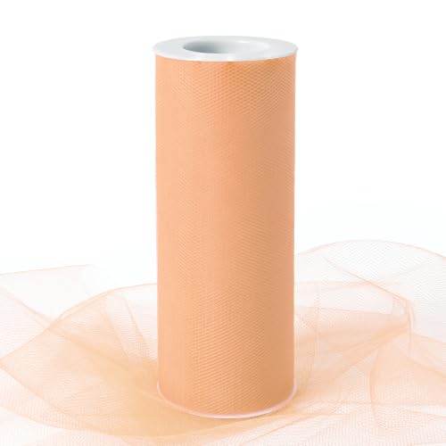Image of Nude Tulle Fabric Ribbon 6 Inch by 25 Yards Rolls Fabric Spool Tulle for Gift Wrapping Wedding Decorations Craft Supplies DIY Tutu Skirt Baby Shower Birthday Party