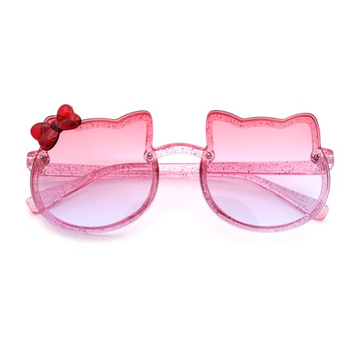 SA106 Kids Size Girls Cute Bow Tie Kitty Ear Rimless Plastic Sunglasses