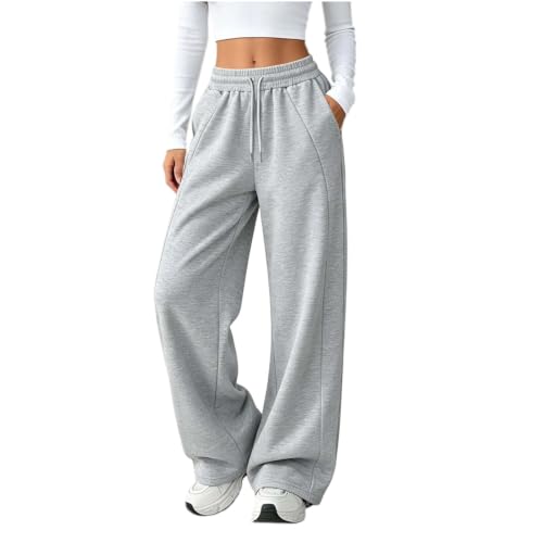 Wide Leg Sweatpants Womens Fleece Lined High Waisted Pants With Pockets - image 5