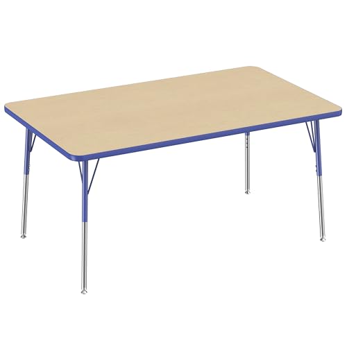 FDP 36" x 60" Rectangle Table with Swivel Glide Legs - Maple/Blue