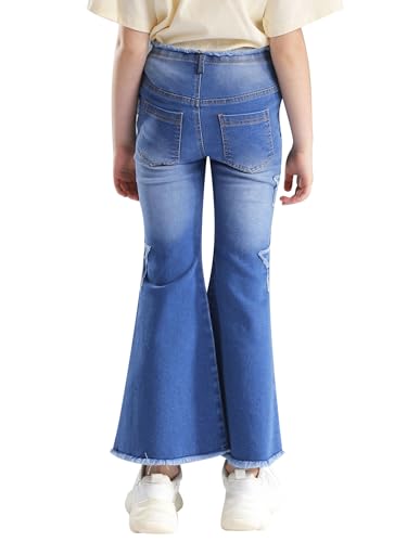 easyforever Kids Girls Flare Jeans Star Pattern Bell Bottoms Jeans Casual Denim Pants Cowgirl Trousers with Pockets4
