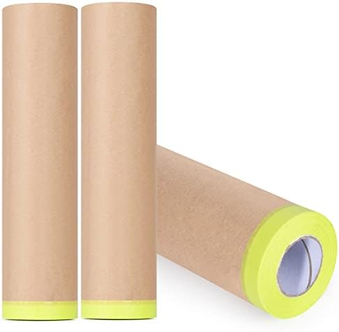 3-Piece Set, Masking Tape Protective Paper | for Auto Overlay Masking, Home Protection, Paint Masking (24-in. x 46-feet)