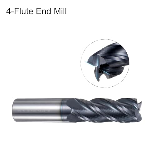 Image of uxcell 2pcs End Mill 3 /4 inch x 1.96 inch 4 Flutes Spiral Helical Groove Tungsten Steel Straight Shank CNC Milling Bits for Aluminum Steel Cutting Metalworking