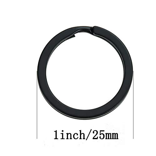 10 Pieces of 1-inch Flat Key Rings - Metal Keychain Rings, Split Keyrings, Flat O-Ring for Home, Car, Office Keys Attachment (Black)2