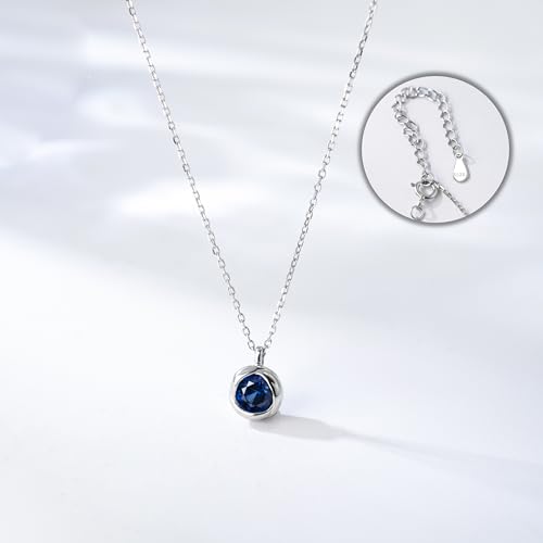 immobird 925 Sterling Silver Rose Necklace for Women with Natural Birthstone Solitaire Necklace for Daily Dainty Round Silver Necklace for Gift4