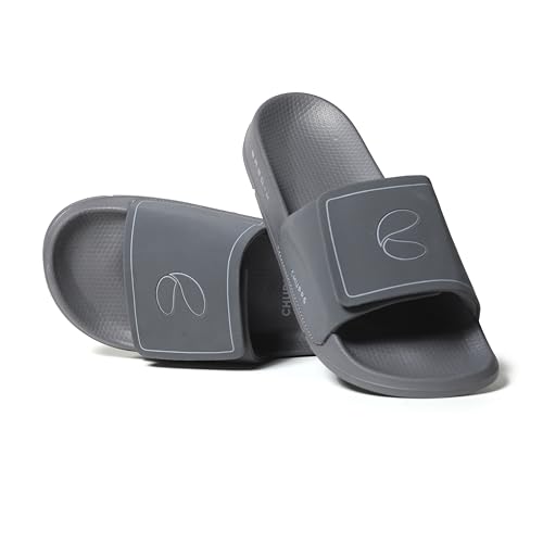 Image of CHUPPS Urban Edge Dark Grey Drift Orthopedic Slippers | Soft Footpharma Footbed | Breathable Ventilation Holes | Lightweight Flip Flops | Anti-Skid Chappals for Everyday For Mens