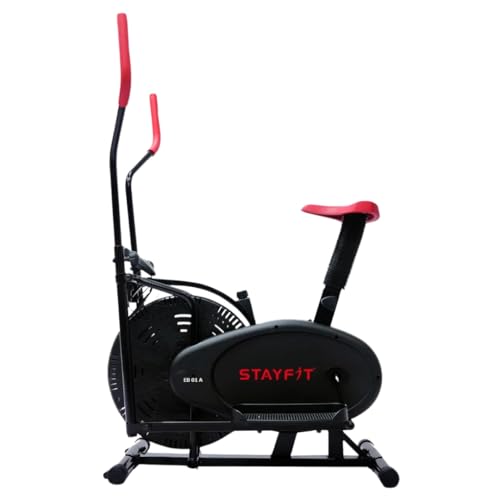 Image of FITGUARD Elliptical Exercise Bike Muti For Cycling & Cross Trainer With Seat Adjustment Dual-Action Stationary Exercise Bike (Red, Grey)