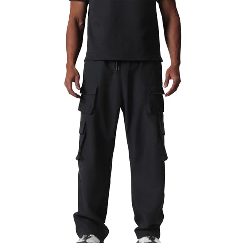 Cargo Pants Men Relaxed Fit Lightweight Sweatpants Joggers Drawstring Baggy Stretchy Work Hiking Pants Multi Pockets2