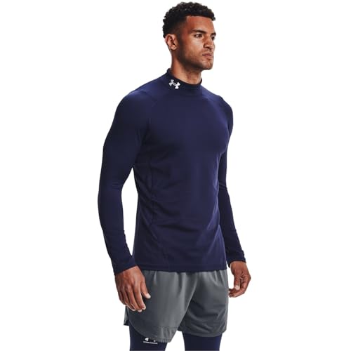 Under Armour Men's ColdGear Armour Fitted Mock, Midnight Navy (410)/White, Medium - Image 3