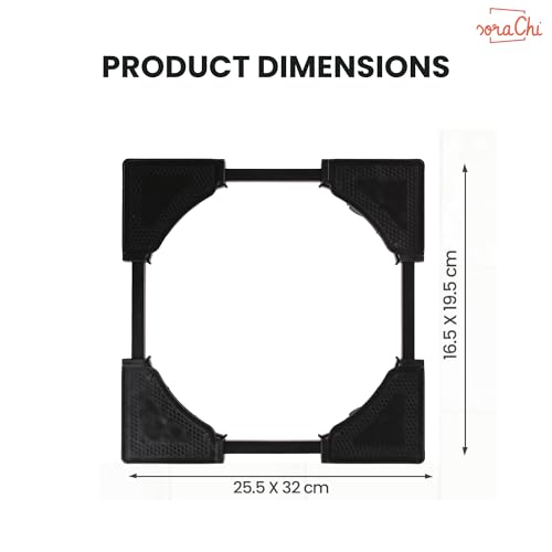 Image of SoraChi Washing Machine Stand w /Wheels & Vibration Control-Elevates Appliance for Water Protection & Rust Prevention-Durable Plastic-Iron Construction for Front & Top Load Washers (Black Lock)
